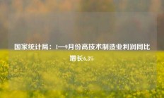 国家统计局：1—9月份高技术制造业利润同比增长6.3%