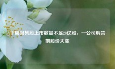 下周限售股上市数量不足20亿股，一公司解禁前股价大涨