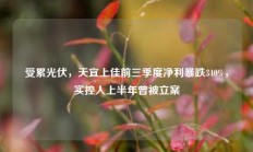 受累光伏，天宜上佳前三季度净利暴跌340%，实控人上半年曾被立案