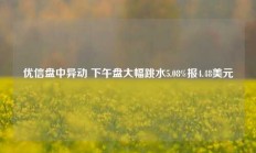 优信盘中异动 下午盘大幅跳水5.08%报4.48美元