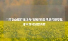 中国农业银行深圳分行原巡视员傅思伟接受纪律审查和监察调查