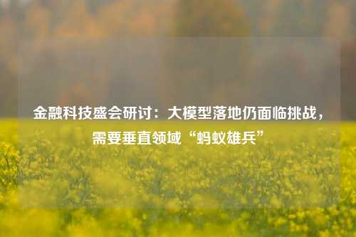 金融科技盛会研讨：大模型落地仍面临挑战，需要垂直领域“蚂蚁雄兵”