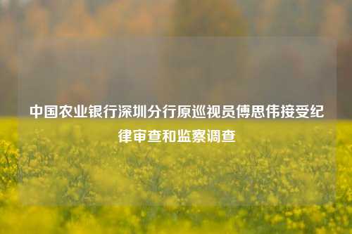 中国农业银行深圳分行原巡视员傅思伟接受纪律审查和监察调查