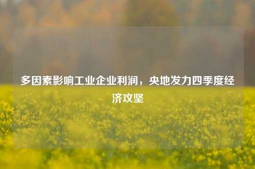 多因素影响工业企业利润，央地发力四季度经济攻坚