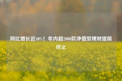 同比增长近40%！年内超2000款净值型理财提前终止