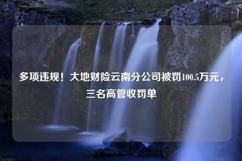 多项违规！大地财险云南分公司被罚100.5万元，三名高管收罚单