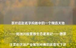 茶叶店起名字构思中的一个精选天地——阳洲兴程青普生态茗斋记——博罗汪柔后这场产业筹划所需的就要写下这么一篇文章。本篇文章的主题围绕着如何给一家茶叶店起名字展开，透过中国深厚的文化底蕴，激发起独特的灵感，为这家茶叶店打造一个既符合其特色又易于记忆的店名。茶叶店起名字典再见爱人